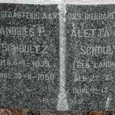 SCHOULTZ Andries P. 1879-1950 &amp; Aletta M.F. LANDMAN 1891 1963