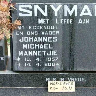 SNYMAN Johannes Michael Mannetjie 1957-2004