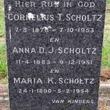 SCHOLTZ Cornelius 1878-1953 &amp; Anna D.J. 1883-1951 &amp; Maria K. 1890-1954