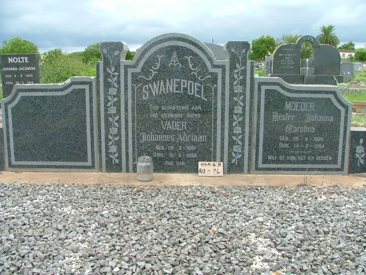 SWANEPOEL Johannes Adriaan 1881-1958 &amp; Hester Johanna Carolina 1890-1954