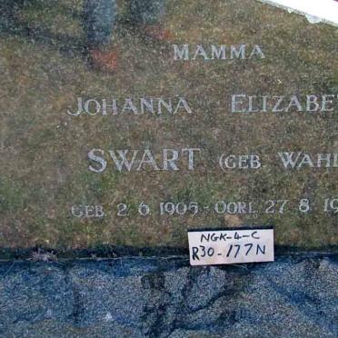 SWART Pieter Andries 1904-1964 &amp; Johanna Elizabeth WAHL 1905-1964