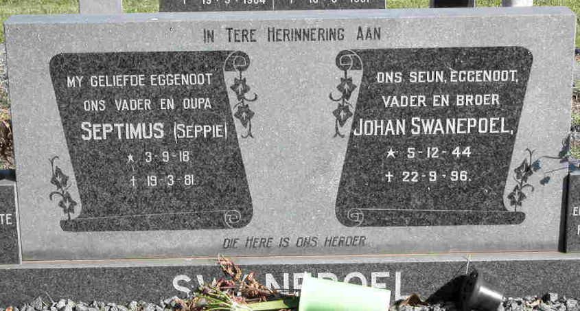 SWANEPOEL Septimus 1918-1981 :: SWANEPOEL Johan 1944-1996