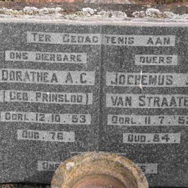 STRAATEN Jochemus J., van -1952 &amp; Dorathea A.C. PRINSLOO -1953