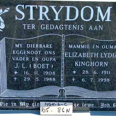 STRYDOM J.L. 1908-1988 &amp; Elizabeth Lydia KINGHORN 1911-1998