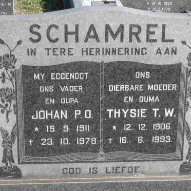 SCHAMREL Johan P.O. 1911-1978 &amp; Thysie T.W. 1906-1993