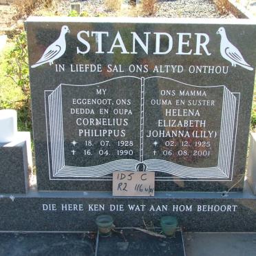 STANDER Cornelius Philippus 1928-1990 &amp; Helena Elizabeth Johanna 1925-2001