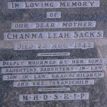 SACKS Channa Leah -1943