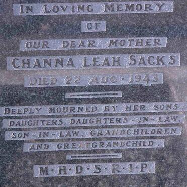 SACKS Channa Leah -1943