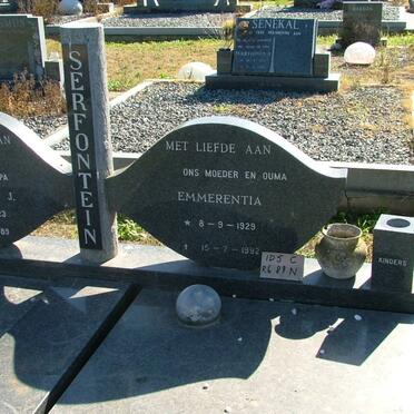 SERFONTEIN Christian J. 1923-1989 &amp; Emmerentia 1929-1992