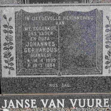 VUUREN Johannes Gerhardus, Janse van 1905-1984