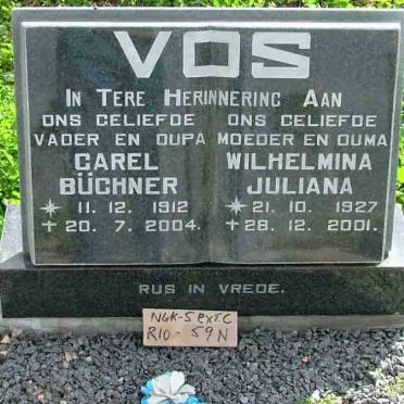 VOS Carel Büchner 1912-2004 &amp; Wilhelmina Juliana 1927-2001