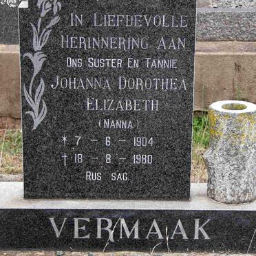 VERMAAK Johanna Dorothea Elizabeth 1904-1980