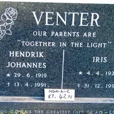 VENTER Hendrik Johannes 1919-1991 &amp; Iris 1920-1991