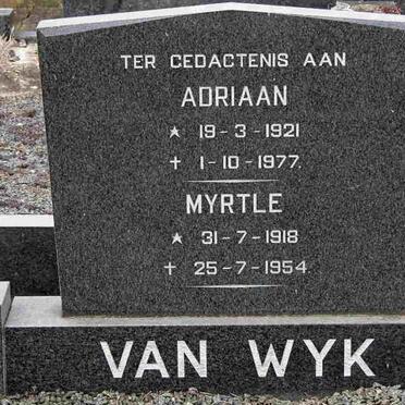 WYK Adriaan, van 1921-1977 &amp; Myrtle 1918-1954