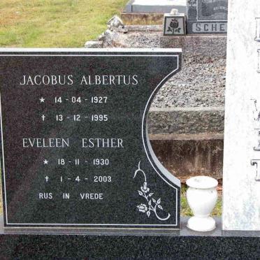 WET Jacobus Albertus, de 1927-1995 &amp; Eveleen Esther 1930-2003