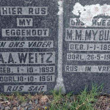 WEITZ A.A. 1893-1951 &amp; M.M. MYBURGH 1894-1970