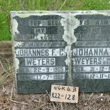 WEYERS Johannes F.C. 1905-1969 &amp; Johanna C. GOUWS 1902-1961
