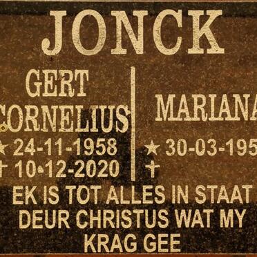 JONCK Gert Cornelius 1958-2020 &amp; Mariana 1956-