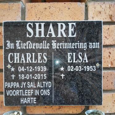 SHARE Charles 1939-2015 &amp; Elsa 1953-