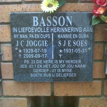 BASSON J.C. 1929-2009 &amp; S.J.E. 1931-