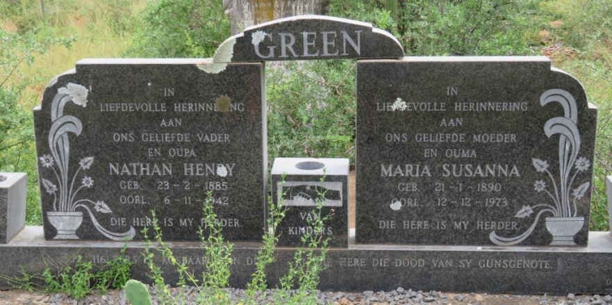 GREEN Nathan Henry 1885-1942 &amp; Maria Susanna 1890-1973