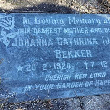 BEKKER Johanna Cathrina 1920-1981