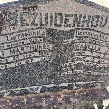 BEZUIDENHOUT Gert Marthunes 1886-1959 &amp; Isabella J.M. 1897-1954