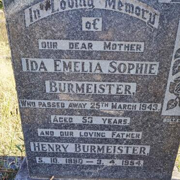BURMEISTER Henry 1890-1954 &amp; Ida Emelia Sophie -1943