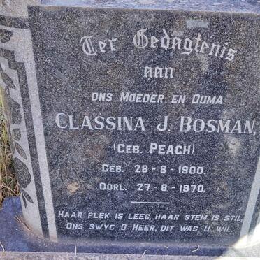 BOSMAN Classina J. nee PEACH 1900-1970