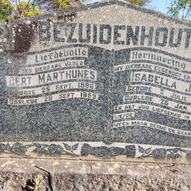BEZUIDENHOUT Gert Marthunes 1886-1859 &amp; Isabella J.M. 1897-1954