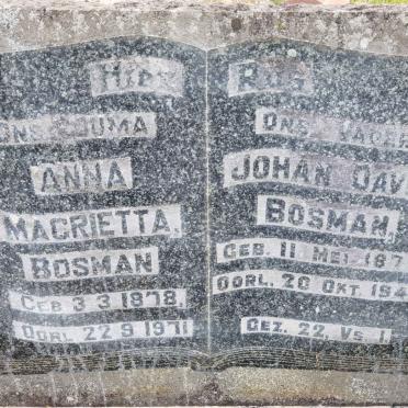 BOSMAN Johan David 1872-1940 &amp; Anna Magrietta 1878-1971