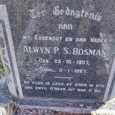 BOSMAN Alwyn P.S. 1907-1967