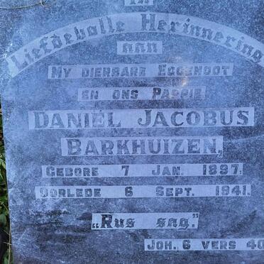 BARKHUIZEN Daniel Jacobus 1897-1941