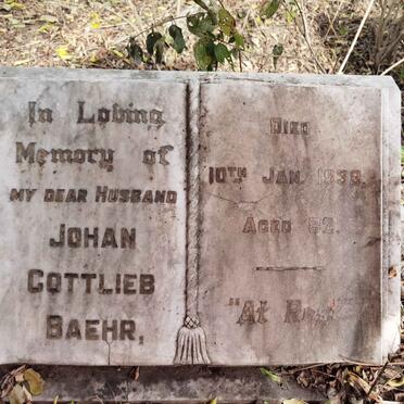 BAEHR Johan Gottlieb -1938