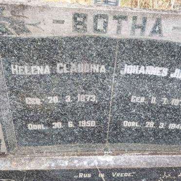 BOTHA Johannes Jurgens 1871-1941 &amp; Helena Claudina 1873-1971
