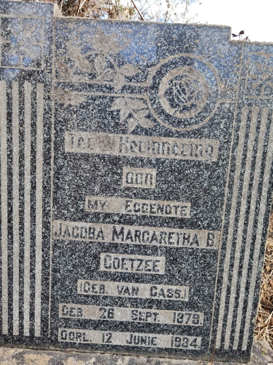 COETZEE Jacoba Margaretha B. nee VAN GASS 1879-1934