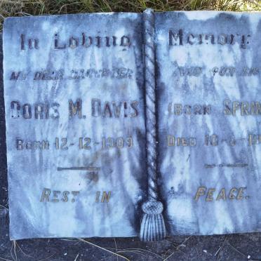 DAVIS Doris M. nee SPRING 1909-1929