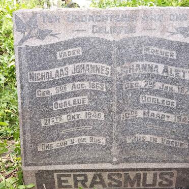 ERASMUS Nicholaas Johannes 1868-1946 &amp; Johanna Aletta 1871-1943