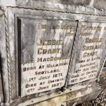 GRANT Donald Sinclair 1857-1937 &amp; Jessie MacDONALD 1871-1937