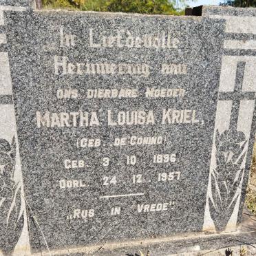 KRIEL Martha Louisa nee DE CONING 1896-1957