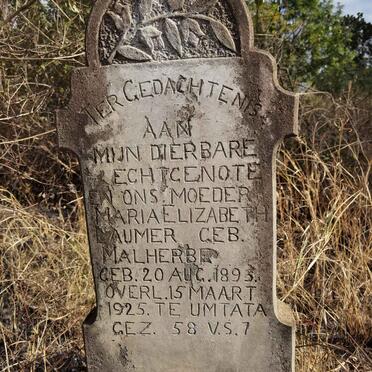 LAUMER Maria Elizabeth nee MALHERBE 1893-1925