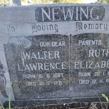 NEWING Walter Lawrence 1887-1971 &amp; Ruth Elizabeth 1899-1973