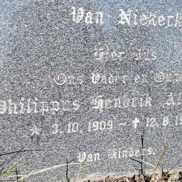 NIEKERK Philippus Hendrik Albertus, van 1909-1976