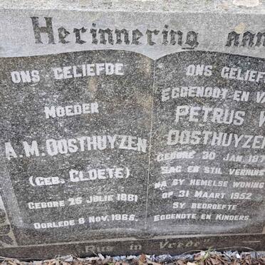 OOSTHUYSEN Petrus W. 1873-1952 &amp; A.M. CLOETE 1881-1965