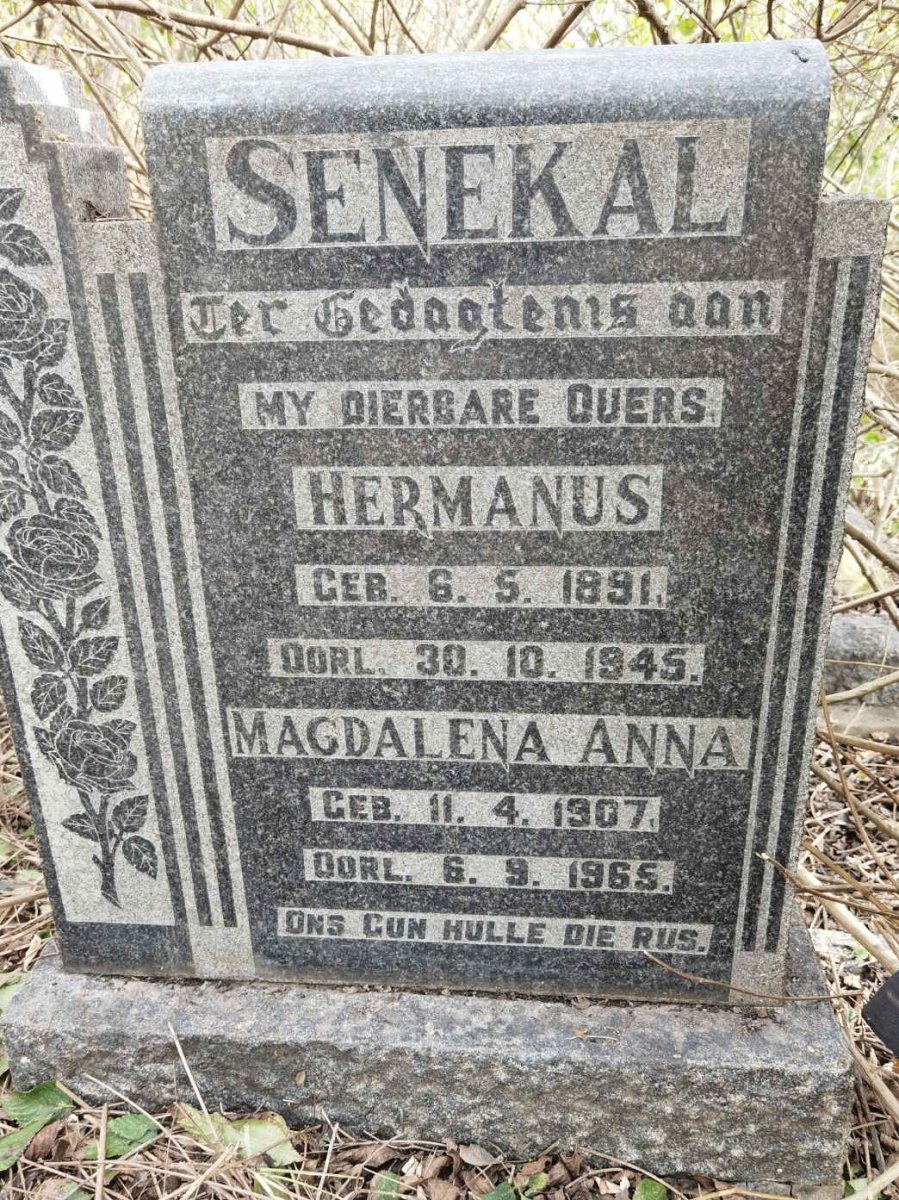 SENEKAL Hermanus 1891-1945 &amp; Magdalena Anna 1907-1965