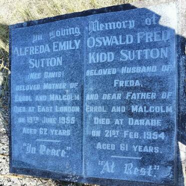 SUTTON Oswald Fred Kidd -1954 &amp; Alfreda Emily DAVIS -1955