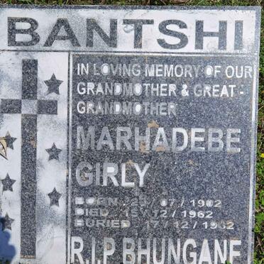 BANTSHI Marhadebe Girly 1902-1962