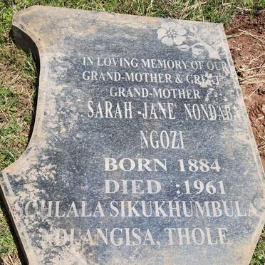 NGOZI Sarah-Jane Nondaba 1884-1961