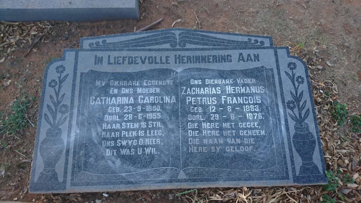 BEER Zacharias Hermanus Petrus Francois, de 1883-1976 &amp; Catharina Carolina 1890-1955