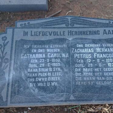 BEER Zacharias Hermanus Petrus Francois, de 1883-1976 &amp; Catharina Carolina 1890-1955